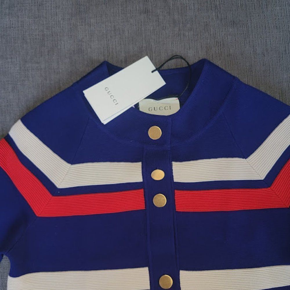 Gucci Women Silvie Striped Wool Cardigan Size Medium - Picture 10 of 16